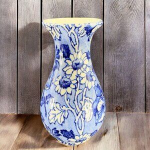 James Kent Old Foley Vase Vessel Cobalt Blue White Porcelain Hand Engraving VTG